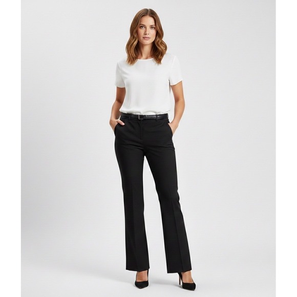 Theory Womens 10 Mid-Rise Wool Flare Bootcut Black Career Work Trouser Pants